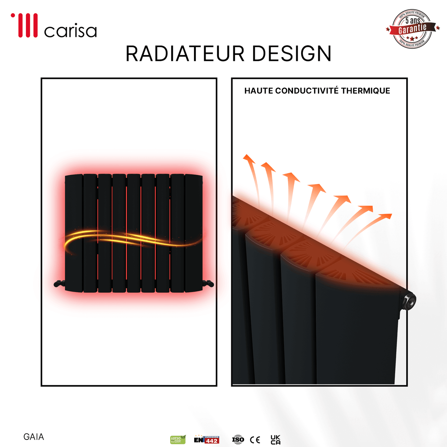 Termoarredo Orizzontale Carisa Gaia in Alluminio Design Moderno Antracite 