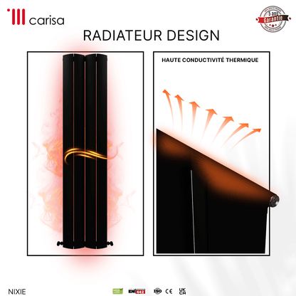 Carisa Nixie Termoarredo Verticale in Alluminio Design Moderno Nero 