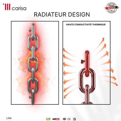 Carisa Link Termoarredo Verticale in Acciaio Inox Design Moderno Satinato Lucido 
