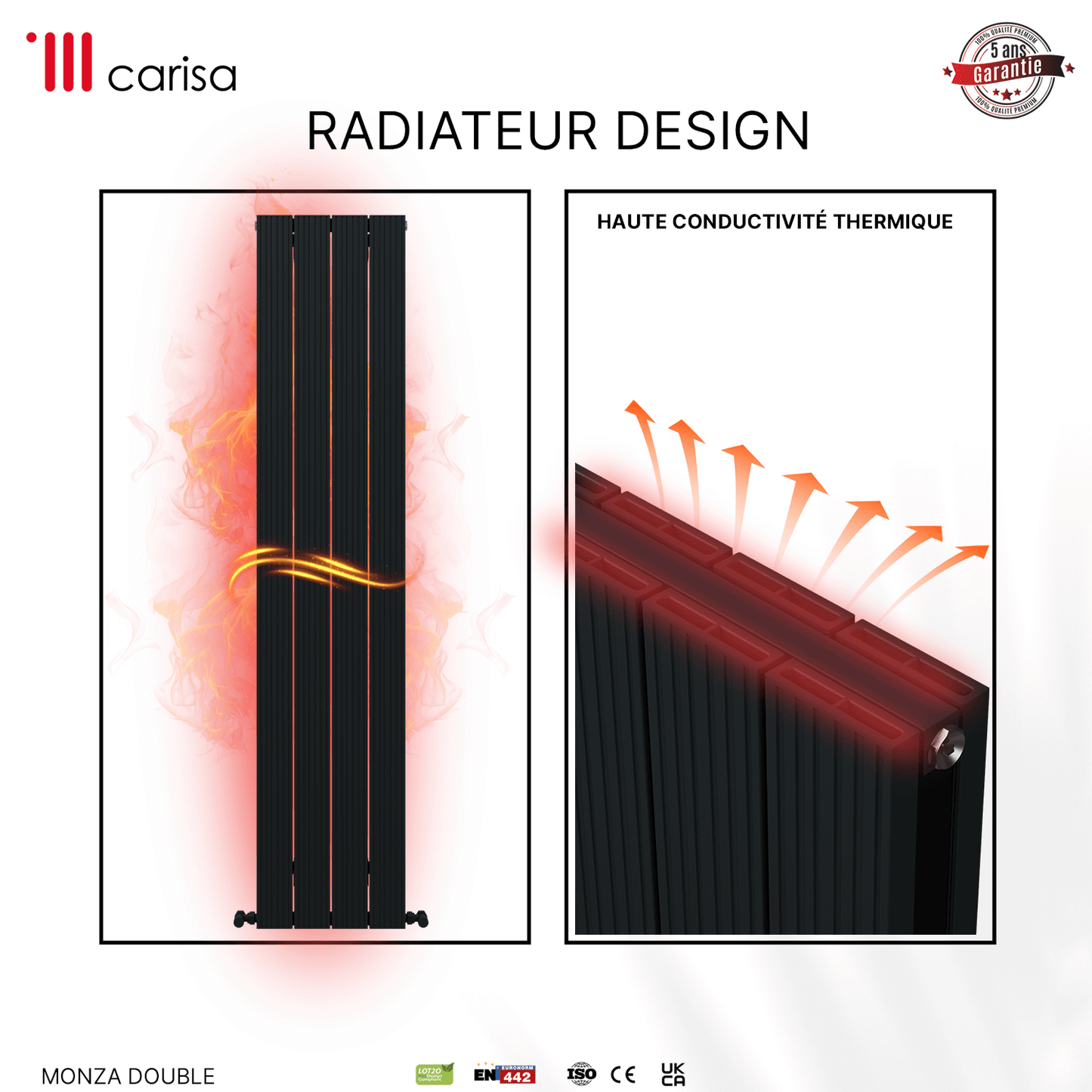 Radiatore verticale in alluminio Carisa Monza Design Moderno Antracite 