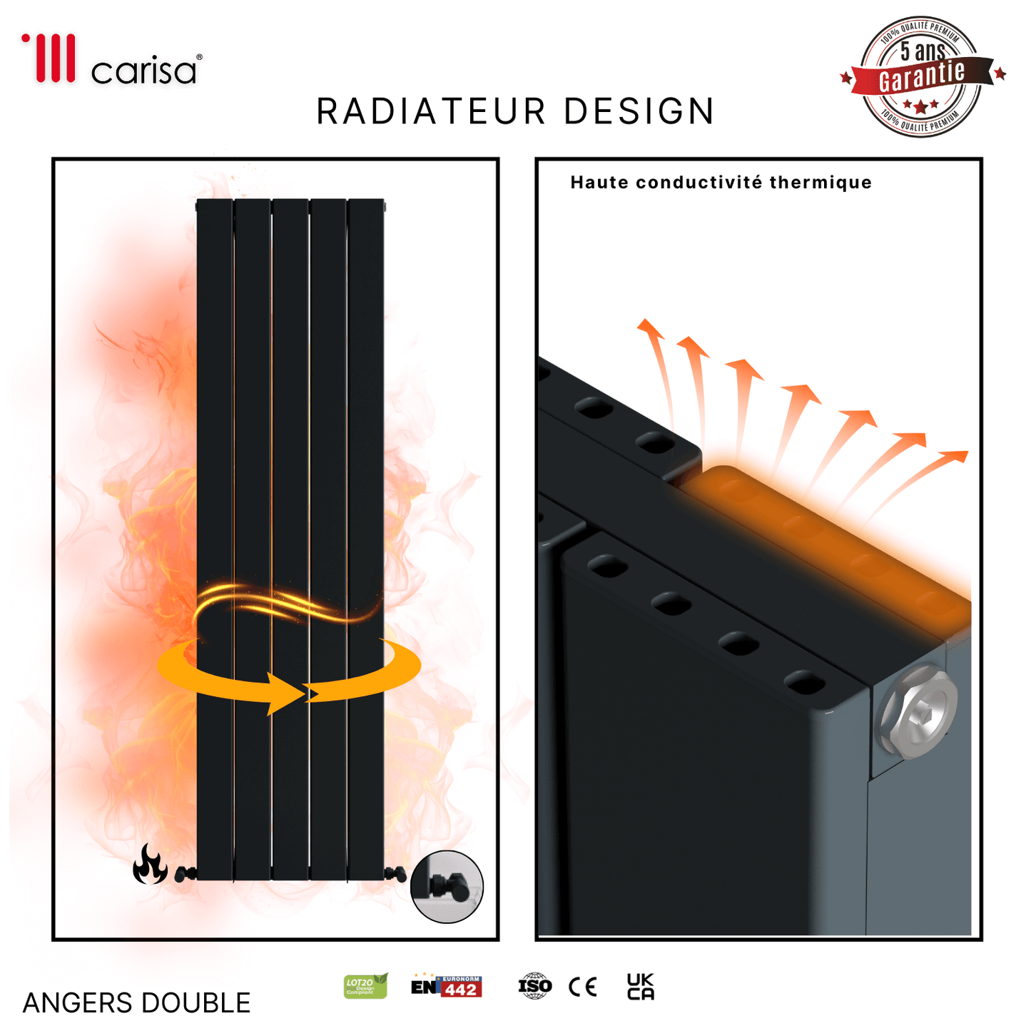 Carisa Angers Termoarredo Verticale in Alluminio Design Moderno Antracite 