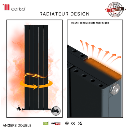 Carisa Angers Termoarredo Verticale in Alluminio Design Moderno Antracite 