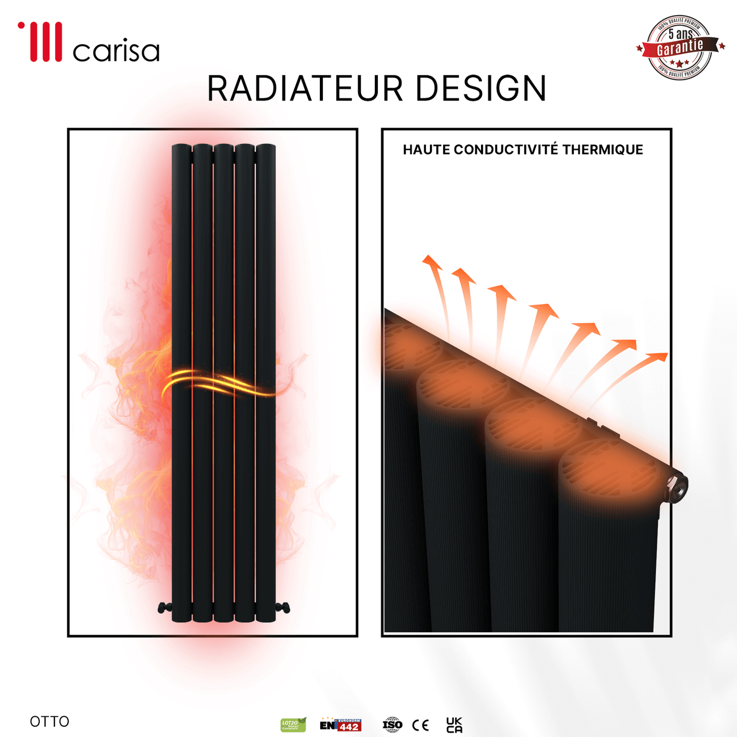 Carisa Otto Termoarredo Verticale in Alluminio Design Moderno Antracite 