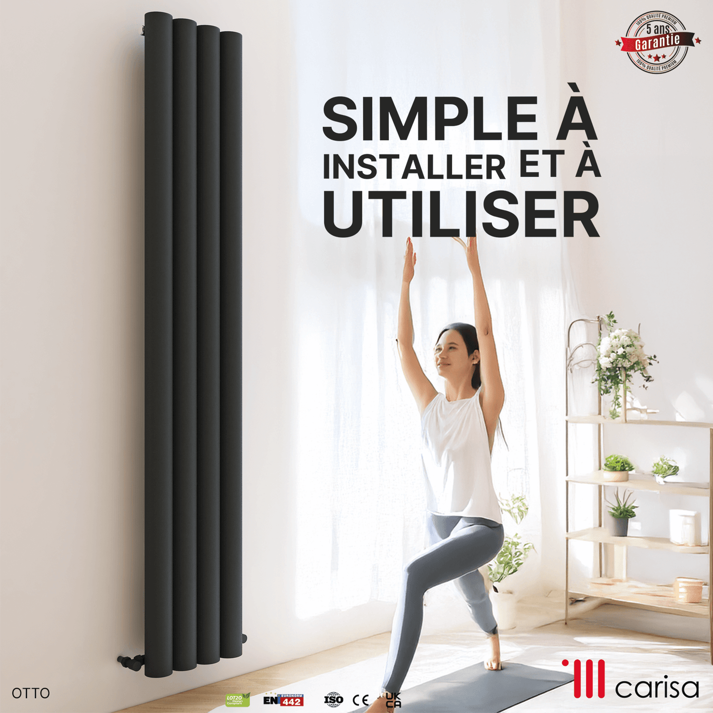 Carisa Otto Termoarredo Verticale in Alluminio Design Moderno Antracite 