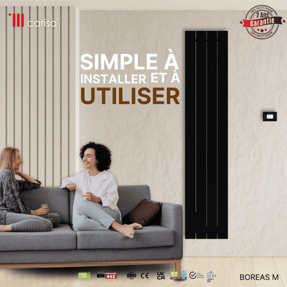 Termoarredo Elettrico Verticale Carisa Boreas M Design Moderno Nero 