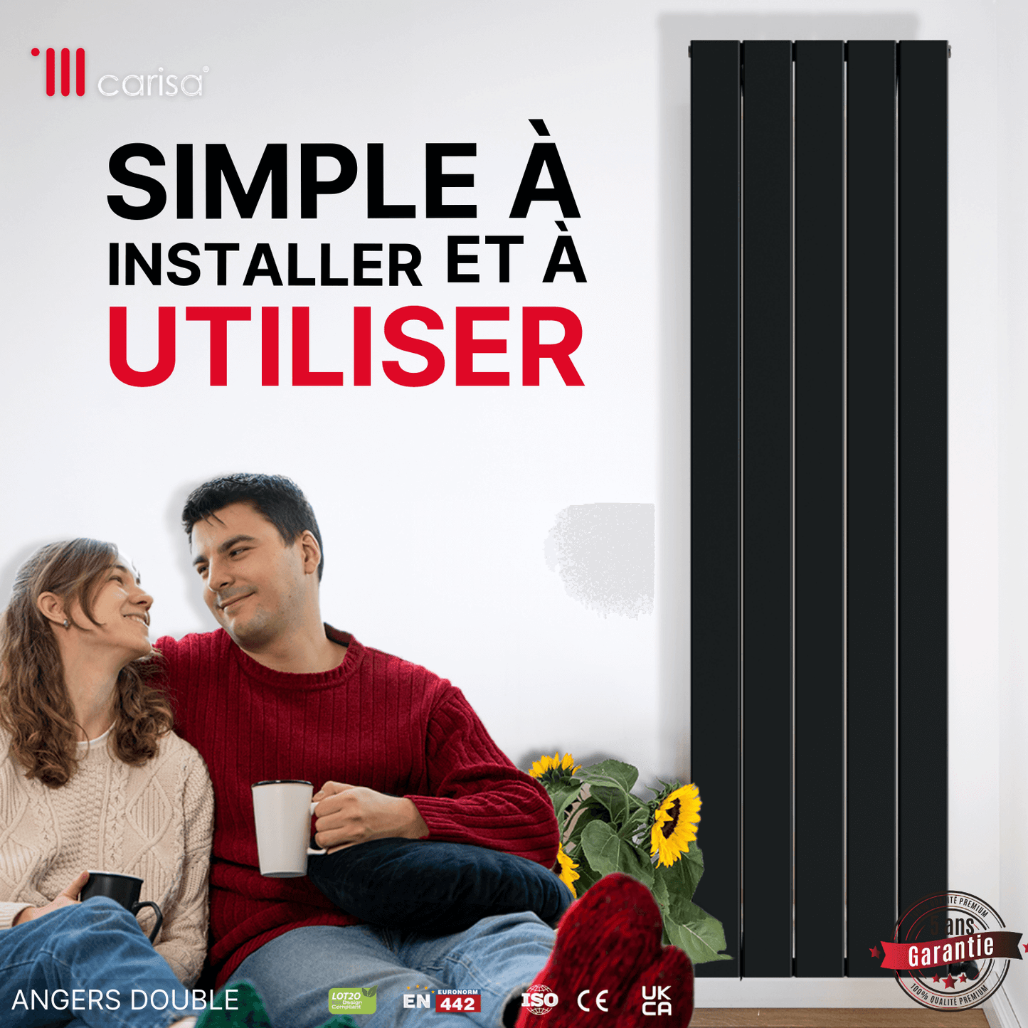 Carisa Angers Termoarredo Verticale in Alluminio Design Moderno Antracite 