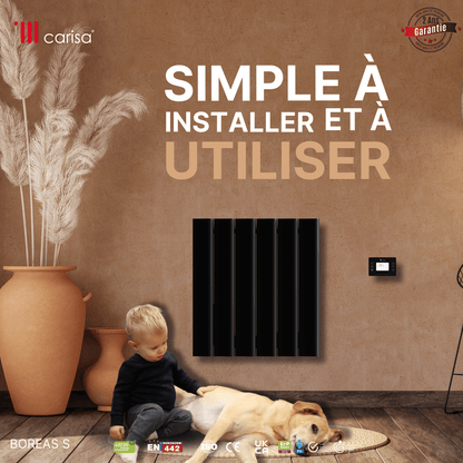 Termoarredo Elettrico Orizzontale Carisa Boreas S Design Moderno Nero 