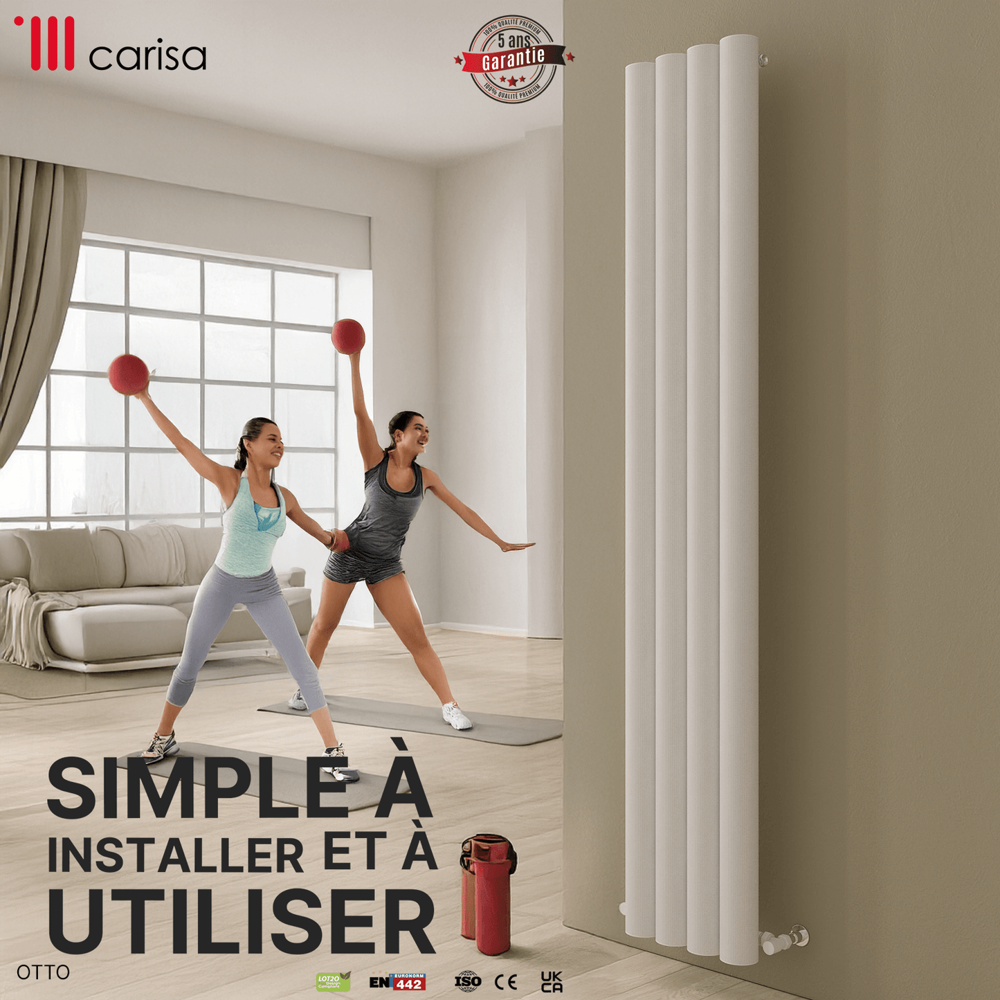 Carisa Otto Termoarredo Verticale in Alluminio Design Moderno Bianco 