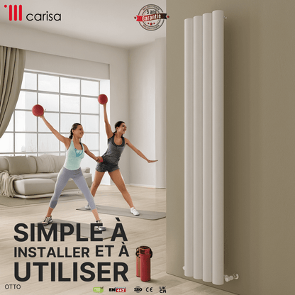 Carisa Otto Termoarredo Verticale in Alluminio Design Moderno Bianco 
