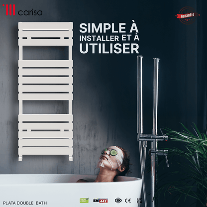 Scaldasalviette Doppio Bagno in Alluminio Carisa Plata Design Moderno Bianco 