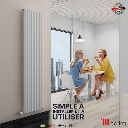 Radiatore verticale in alluminio Carisa Monza Design Moderno Bianco 