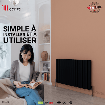 Carisa Tallis Termoarredo in Alluminio Orizzontale Design Moderno Nero 