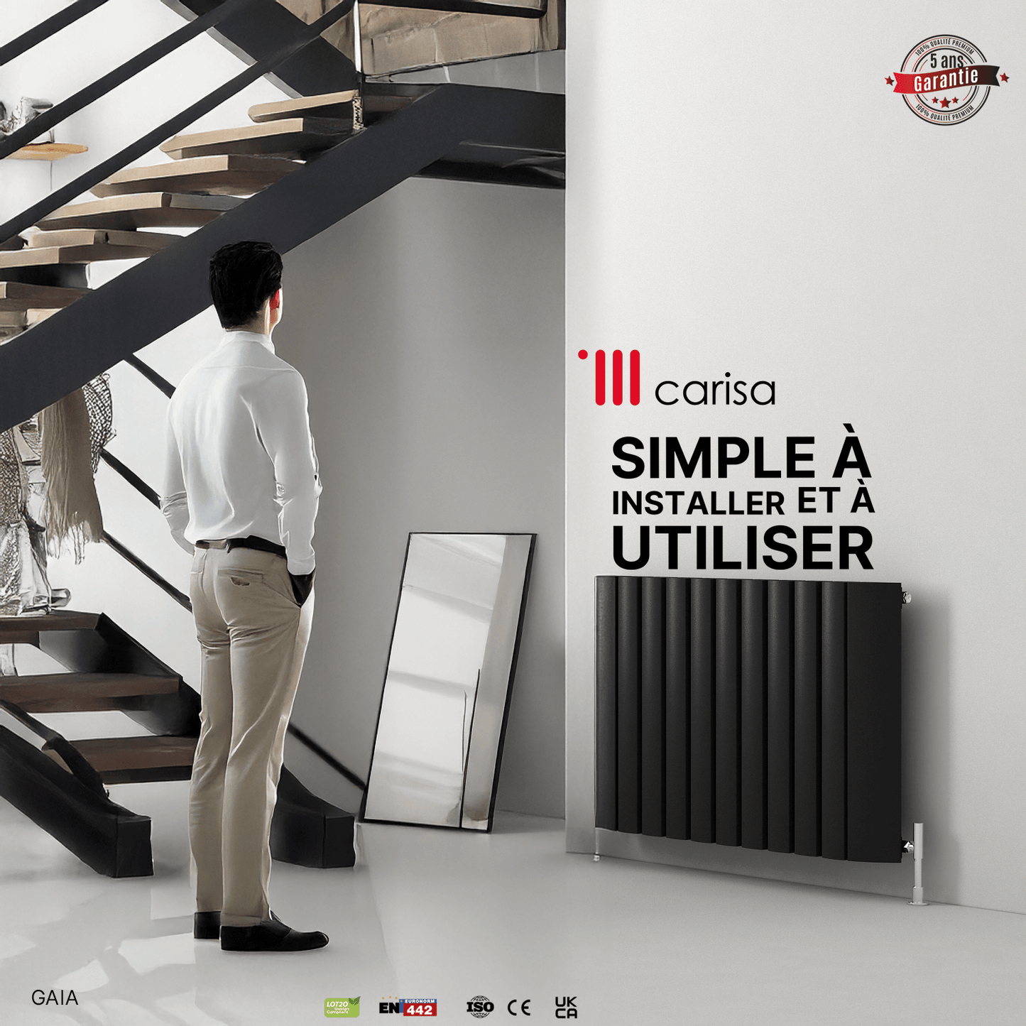 Termoarredo Orizzontale Carisa Gaia in Alluminio Design Moderno Antracite 