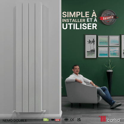 Carisa Nemo Termoarredo Verticale in Alluminio Design Moderno Bianco 