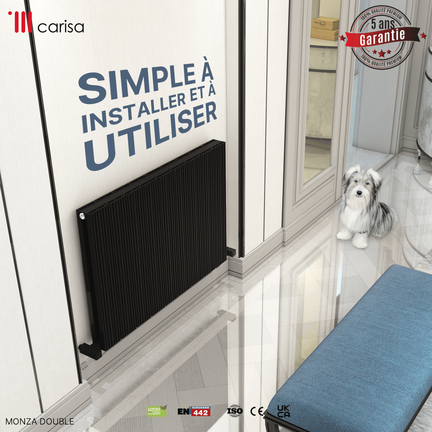 Radiatore Orizzontale Carisa Monza in Alluminio Design Moderno Antracite 