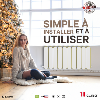 Carisa Magico Termoarredo Orizzontale in Alluminio Design Moderno Bianco 