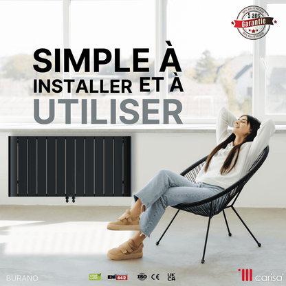 Termoarredo Orizzontale Carisa Burano in Alluminio Design Moderno Antracite 