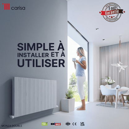 Termoarredo Orizzontale Carisa Monza in Alluminio Design Moderno Bianco 