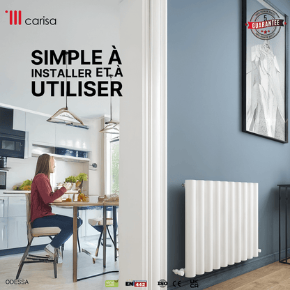 Carisa Odessa Termoarredo Orizzontale in Alluminio Design Moderno Bianco 