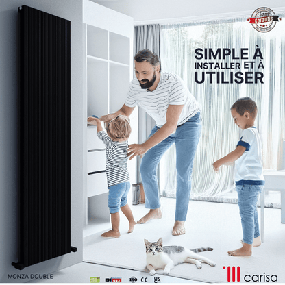 Radiatore verticale in alluminio Carisa Monza Design Moderno Nero 
