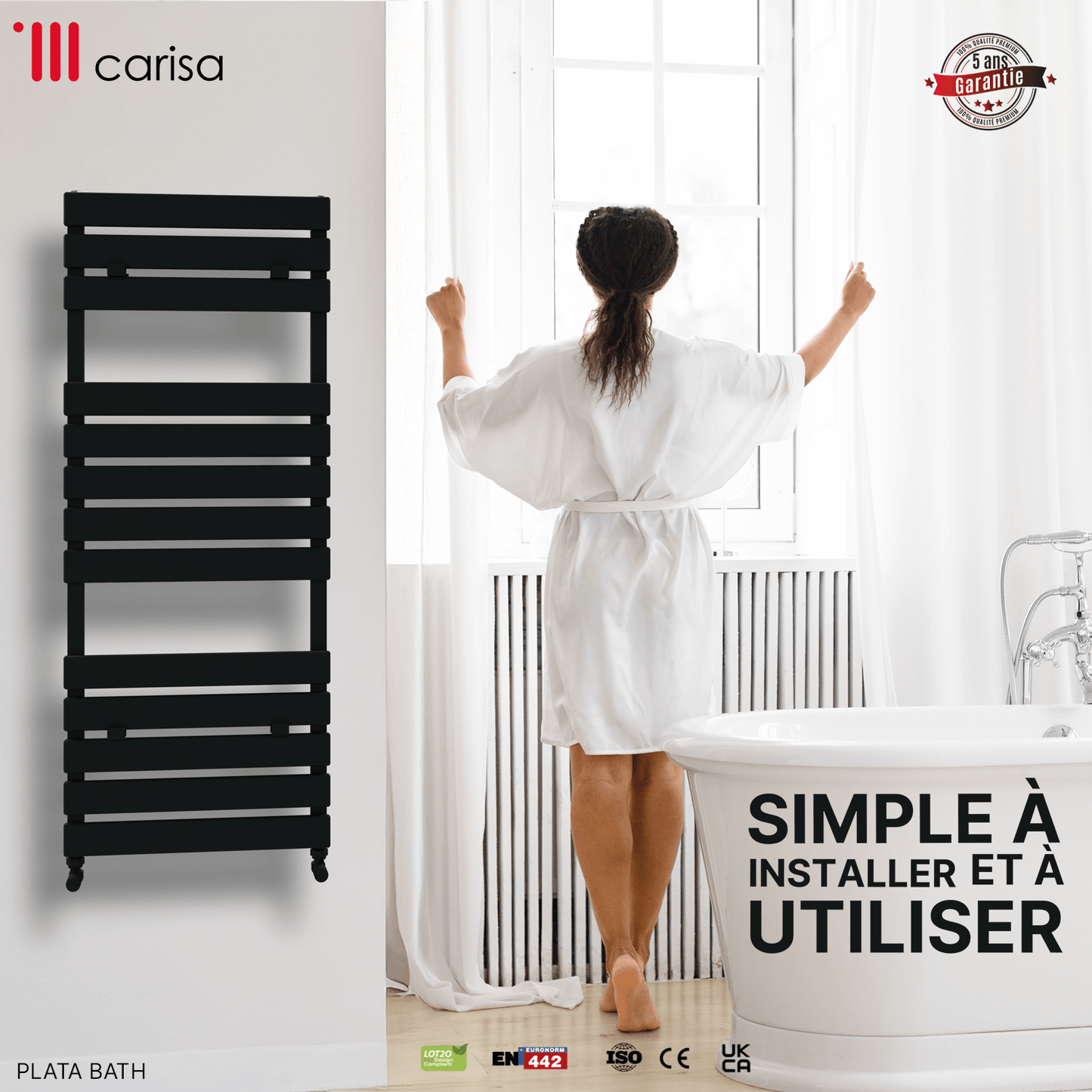 Scaldasalviette da Bagno in Alluminio Carisa Plata Design Moderno Antracite 
