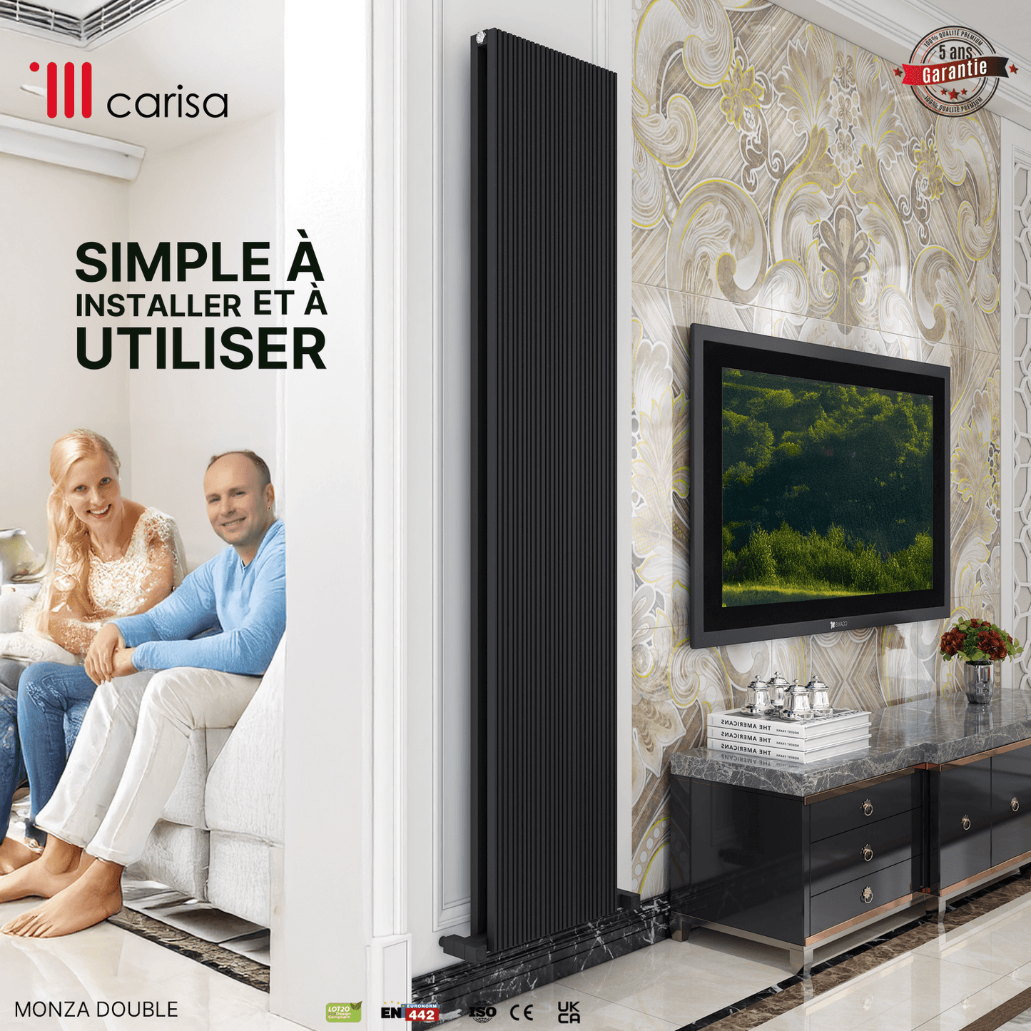 Radiatore verticale in alluminio Carisa Monza Design Moderno Antracite 