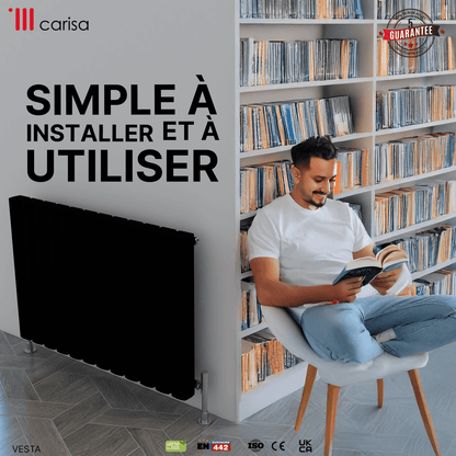 Carisa Vesta Termoarredo Orizzontale in Alluminio Design Moderno Nero 