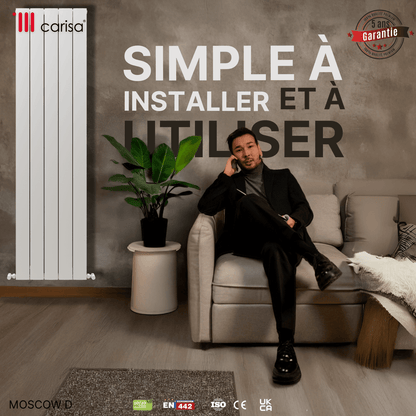Carisa Mosca D Termoarredo Verticale in Alluminio Design Moderno Bianco 
