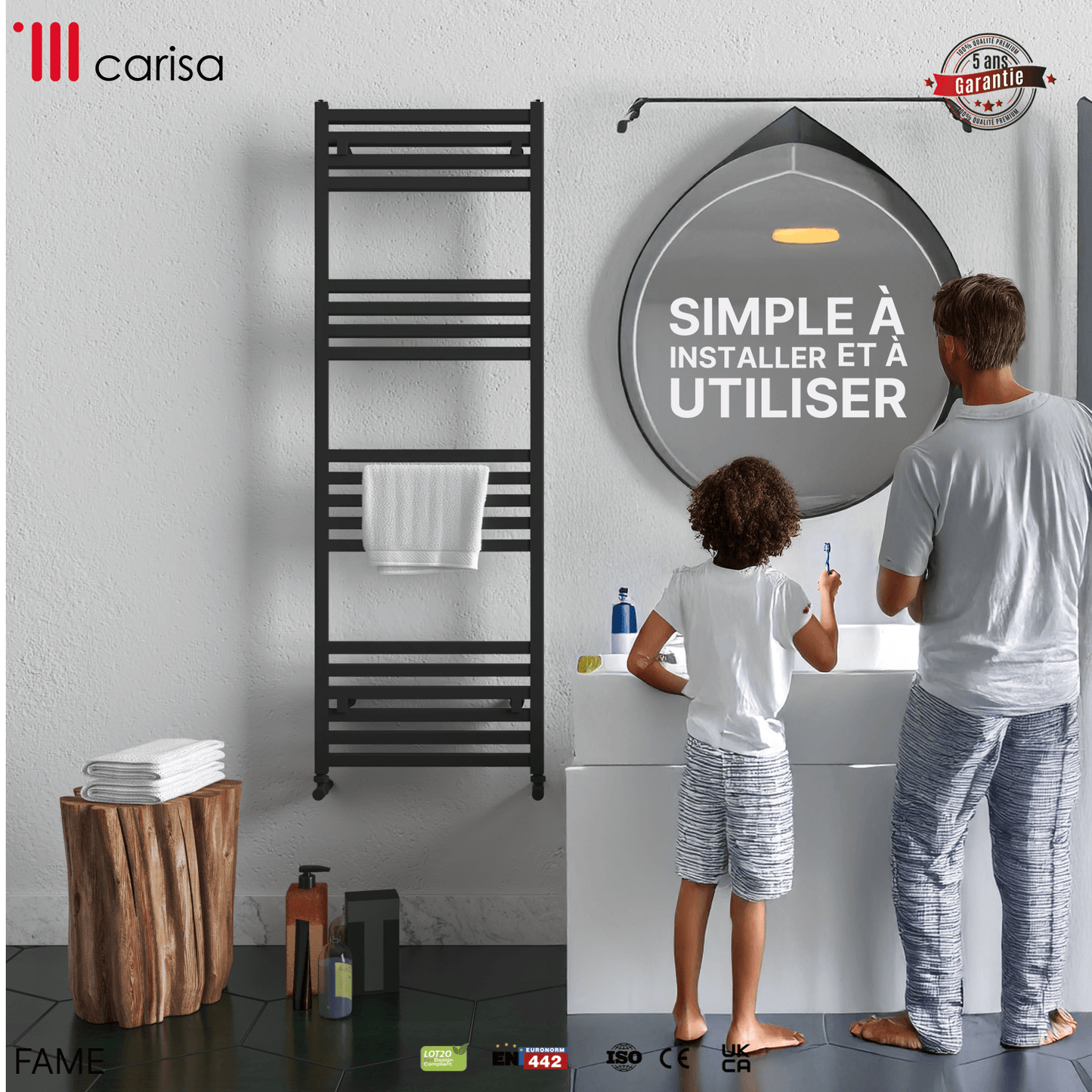 Scaldasalviette Carisa Fame in Alluminio Design Moderno Antracite 