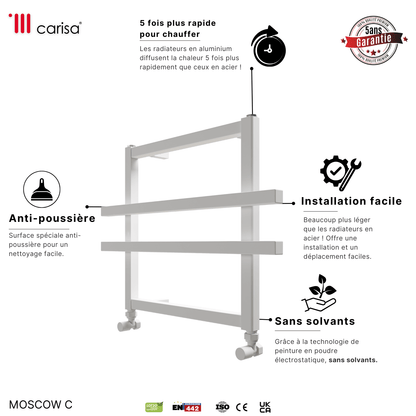 Scaldasalviette Carisa Ajax in Alluminio Design Moderno Bianco 