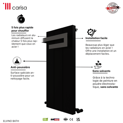 Scaldasalviette da Bagno in Alluminio Carisa Elvino Design Moderno Nero 