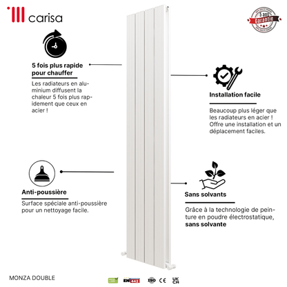 Radiatore verticale in alluminio Carisa Monza Design Moderno Bianco 