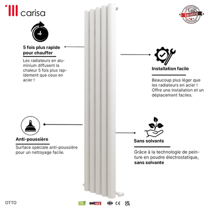 Carisa Otto Termoarredo Verticale in Alluminio Design Moderno Bianco 