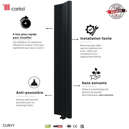 Carisa Curvy Termoarredo Verticale in Alluminio Design Moderno Antracite 