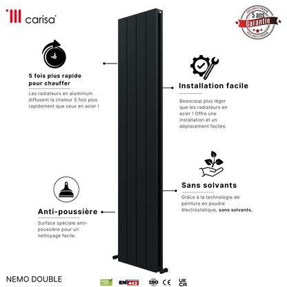 Carisa Nemo Termoarredo Verticale in Alluminio Design Moderno Antracite 