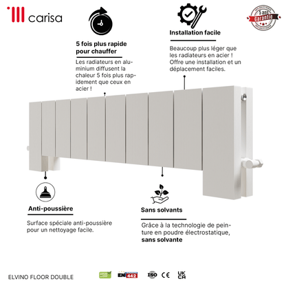 Carisa Elvino Termoarredo da Terra in Alluminio Orizzontale Design Moderno Bianco 