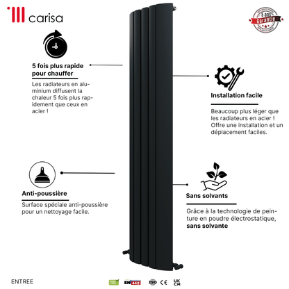Carisa Gaia Termoarredo Verticale in Alluminio Design Moderno Antracite 