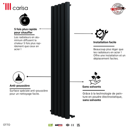 Carisa Otto Termoarredo Verticale in Alluminio Design Moderno Antracite 