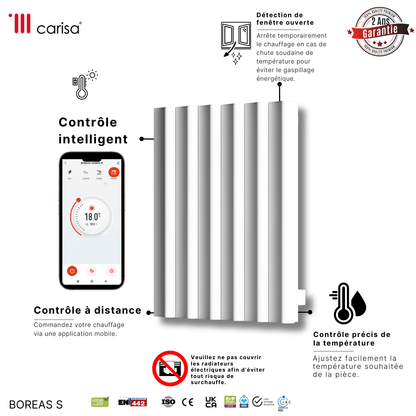 Termoarredo Elettrico Orizzontale Carisa Boreas S Design Moderno Bianco 