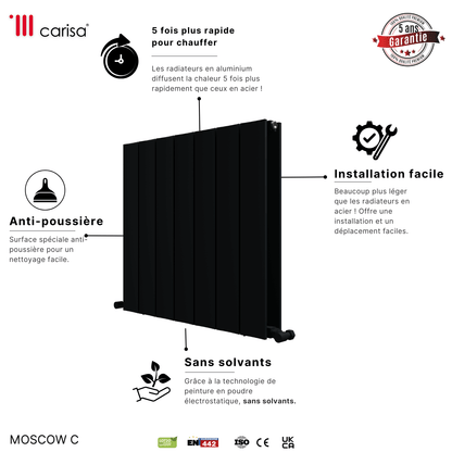 Carisa Mosca C Termoarredo Orizzontale in Alluminio Design Moderno Antracite 