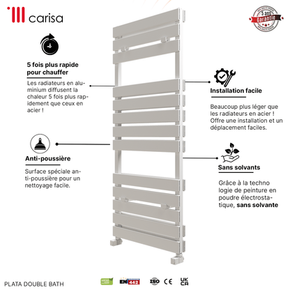 Scaldasalviette Doppio Bagno in Alluminio Carisa Plata Design Moderno Bianco 
