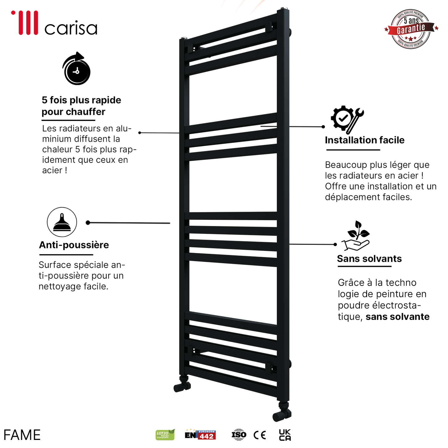 Scaldasalviette Carisa Fame in Alluminio Design Moderno Antracite 