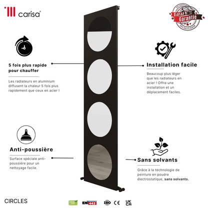 Carisa Circles Termoarredo Verticale in Alluminio Design Moderno Ciottolo 
