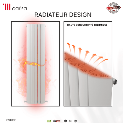 Carisa Gaia Termoarredo Verticale in Alluminio Design Moderno Bianco 