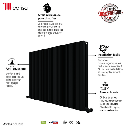 Radiatore Orizzontale Carisa Monza in Alluminio Design Moderno Antracite 
