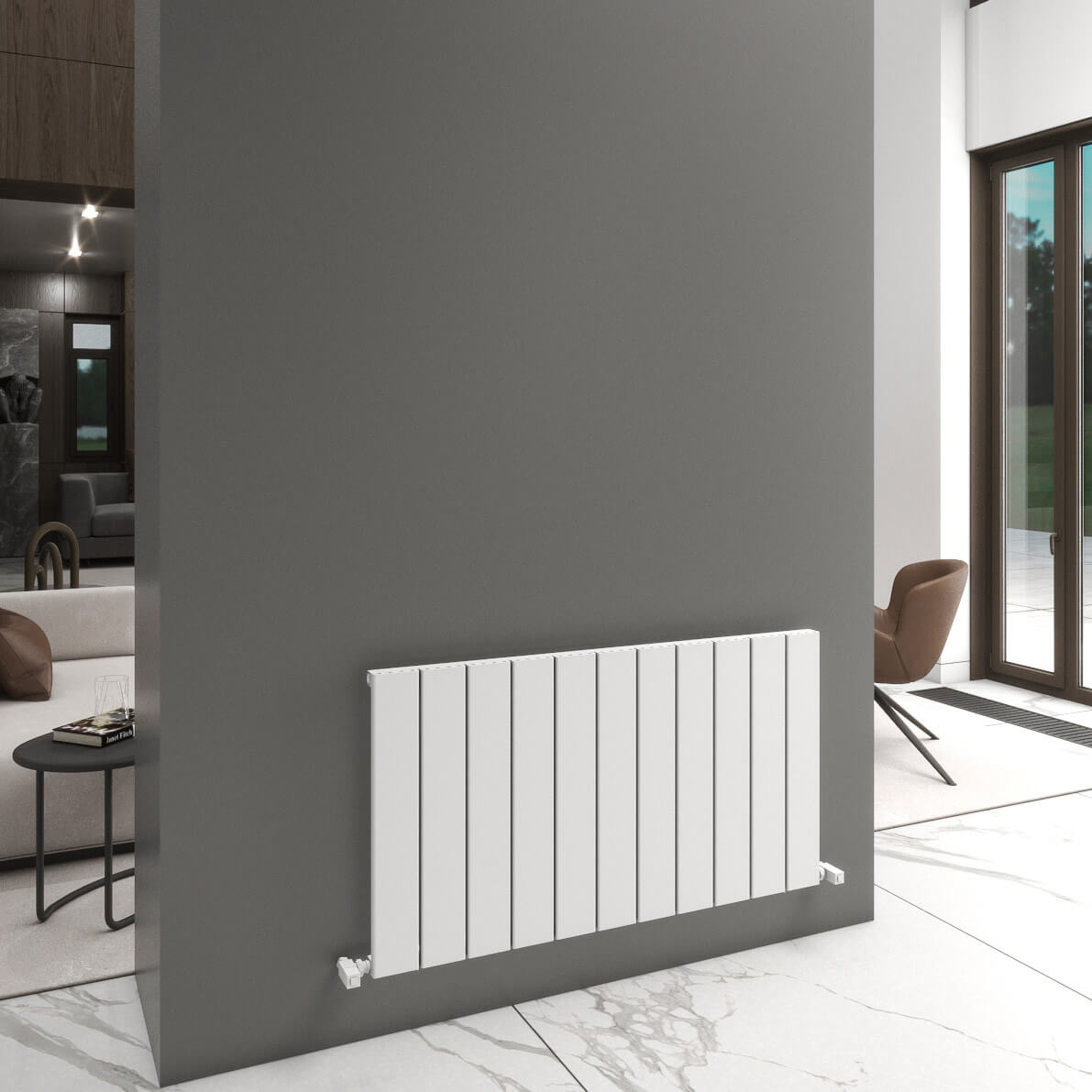 Carisa Angers Termoarredo Orizzontale in Alluminio Design Moderno Bianco 