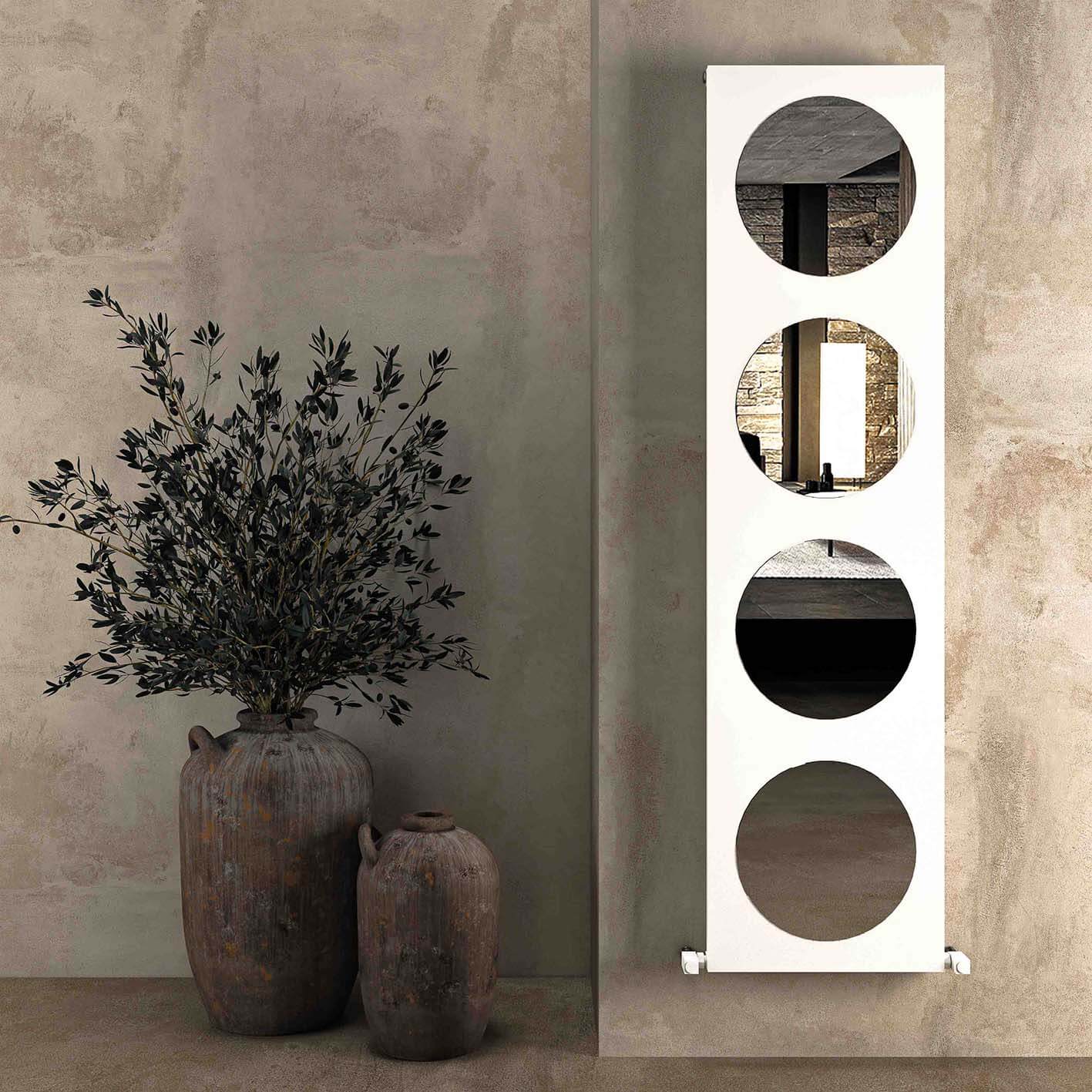 Termoarredo Carisa Circles Verticale in Alluminio Design Moderno Bianco 