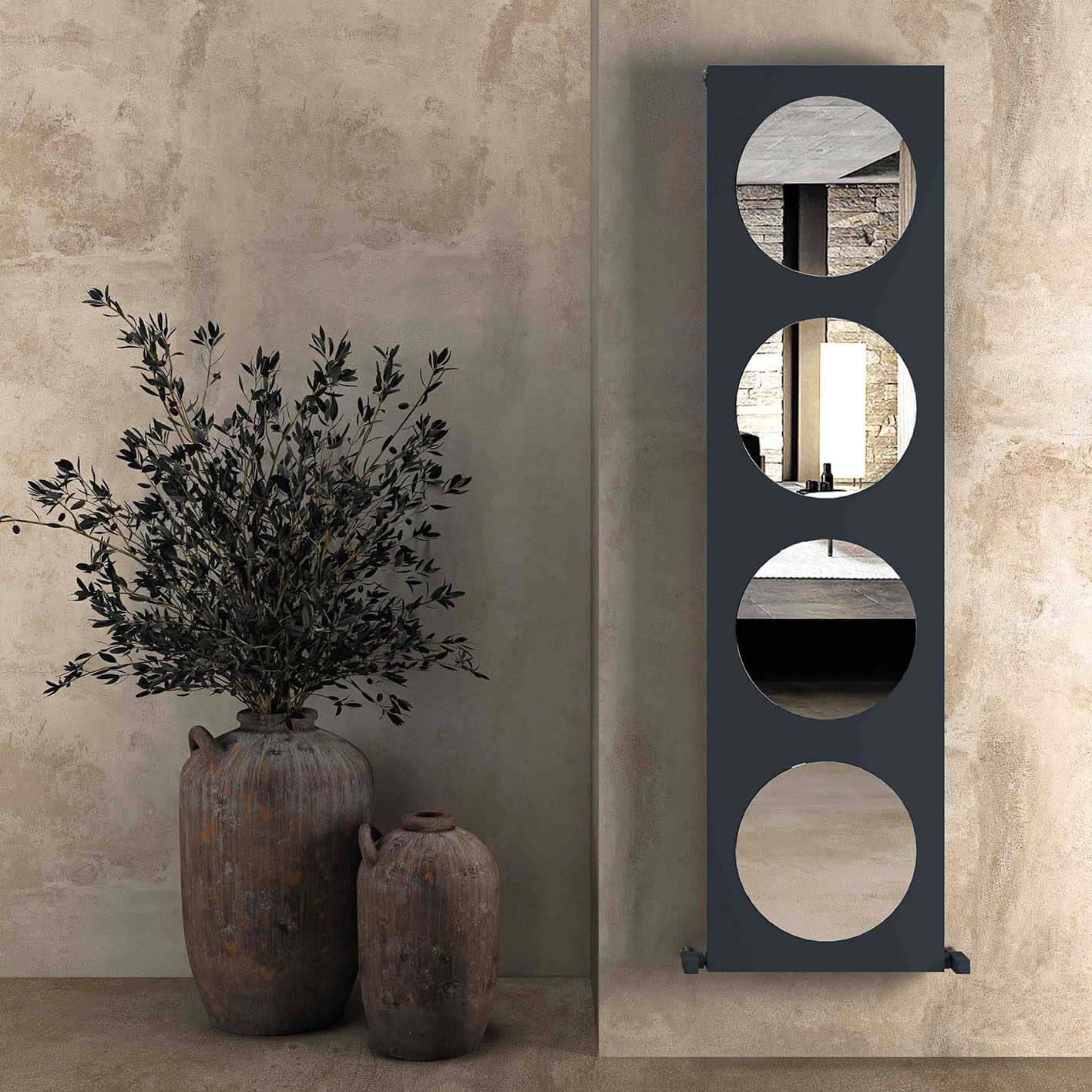 Carisa Circles Termoarredo Verticale in Alluminio Design Moderno Antracite 