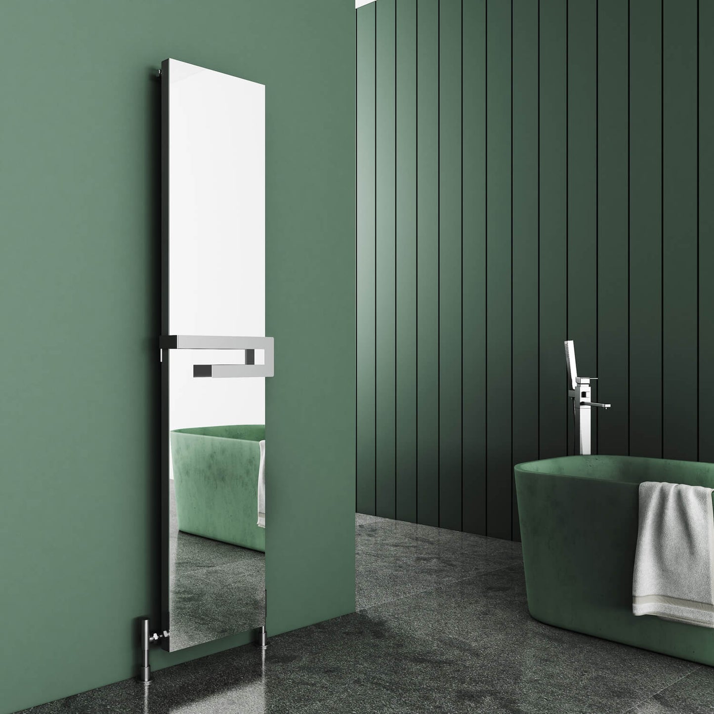 Carisa Elvino Specchio Bagno Scaldasalviette in Alluminio Design Moderno Anodizzato Lucido