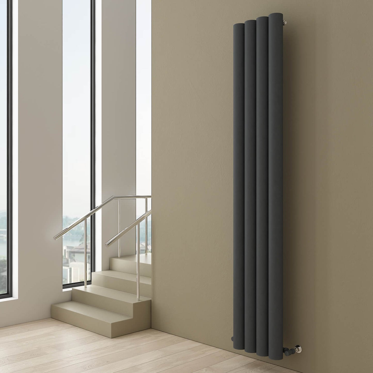 Carisa Otto Termoarredo Verticale in Alluminio Design Moderno Antracite 